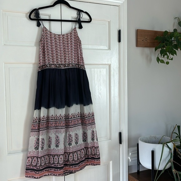 ULLA JOHNSON Beverly Indian Floral Cotton Voile Midi Dress Size‎ 4 Indigo Boho - Picture 10 of 12